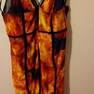 Orange, yellow  and black tank dress very sexy